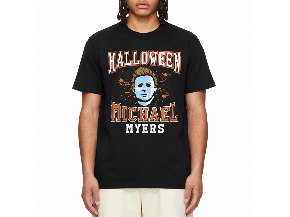 Rockinstone Halloween Movie Varsity 2 Black Adult T-shirt Size:xl