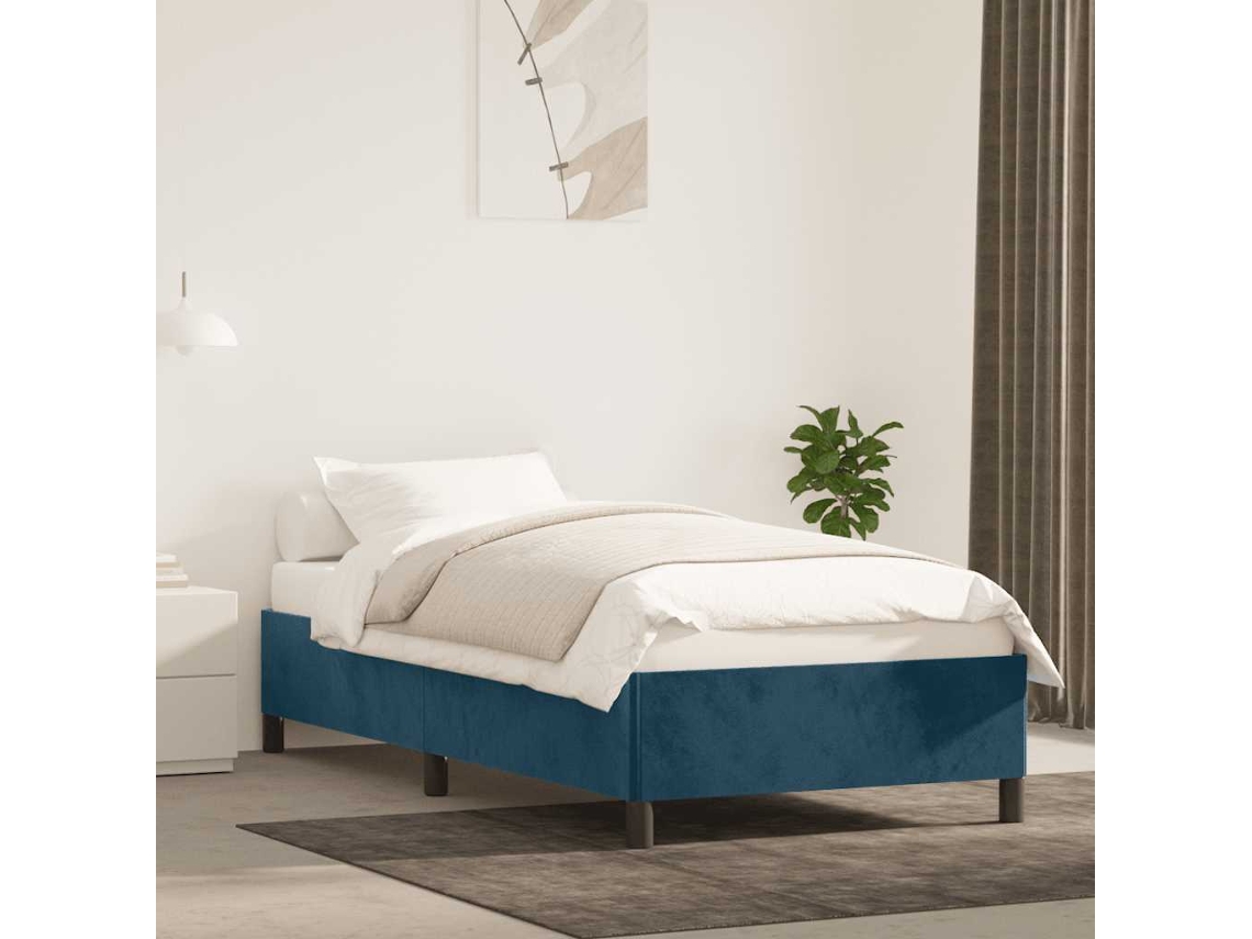 Vidaxl Estrutura De Cama Sem Colchão 80x200 Cm Veludo Azul-escuro