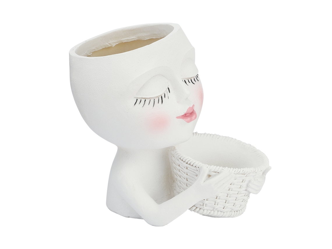 Vaso de Flor de Boneco Resina Criativo Duplo Rosto