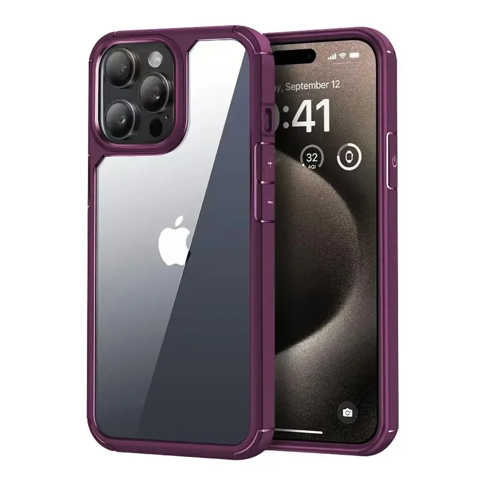 (iphone 16 Plus, Magenta) Capa Transparente À Prova De Choque Para Iphone, Resistente E Durável, Com Parte Traseira Rígida.