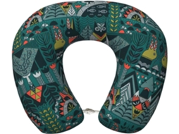 Travesseiro de Viag Espuma Viscoelástica com Estampa Animais Verdes Suporte para o Pescoço 100 % Poliéster