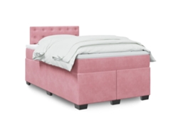 Vidaxl Cama Boxspring Com Colchão 120x190 Cm Veludo Rosa