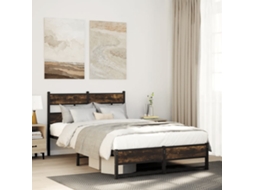 Vidaxl Estrutura De Cama Sem Colchão 120x190 Cm Metal Carvalho Fumado