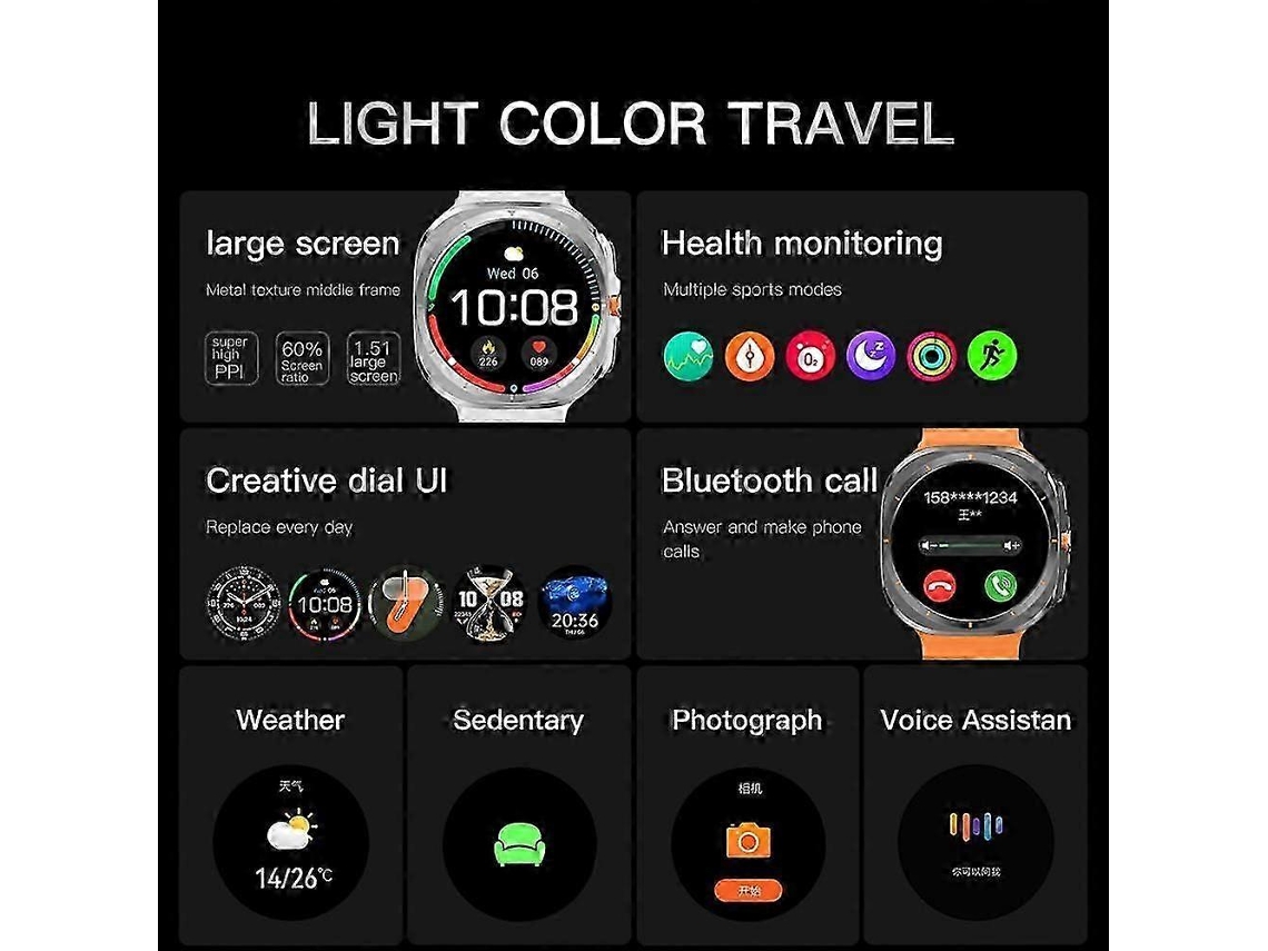 Relógio inteligente Bluetooth X7 com tela de 1,51 polegadas VONKELIOS