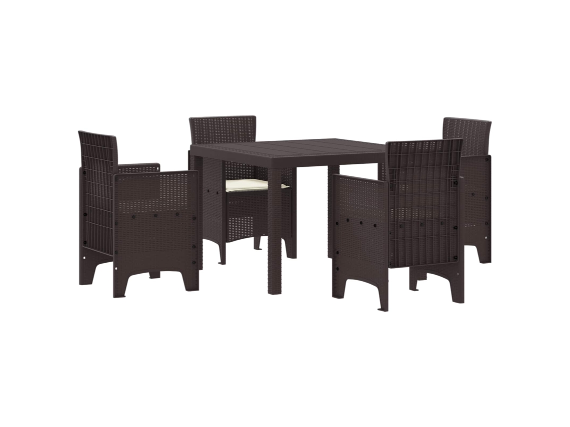 Vidaxl Conjunto De Jantar Para Jardim 5 Unid. Castanho Polipropileno