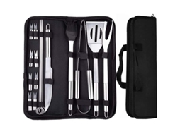 2026 kit de Churrasco com 18 Peças: Ferramentas de Aço Inoxidável, Garfo, Pinças, Escova, Espetos para Camping, Exterior e Viagens