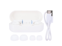 Fone Mali Bluetooth 5.0 TWS intra auricular sem fio HiFi para esportes HQ1 branco com marca