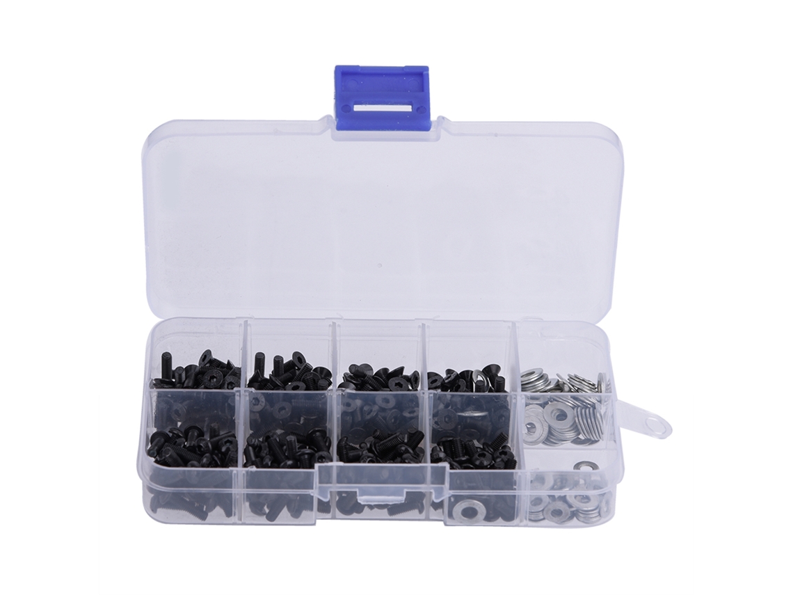 Kit De Parafusos De Cabeça Plana E Redonda Com Caixa Para Carro Rc 1/10 Hsp (340pcs)