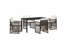 Conjunto de Jantar para Jardim 5 Pcs Castanho Vime Pe MAISON EXCLUSIVE