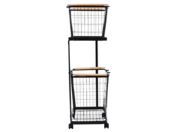 Cesta De Roupas, Design De 2 Andares, Rodas Para Mobilidade Fã¡cil, Preto, M Oem