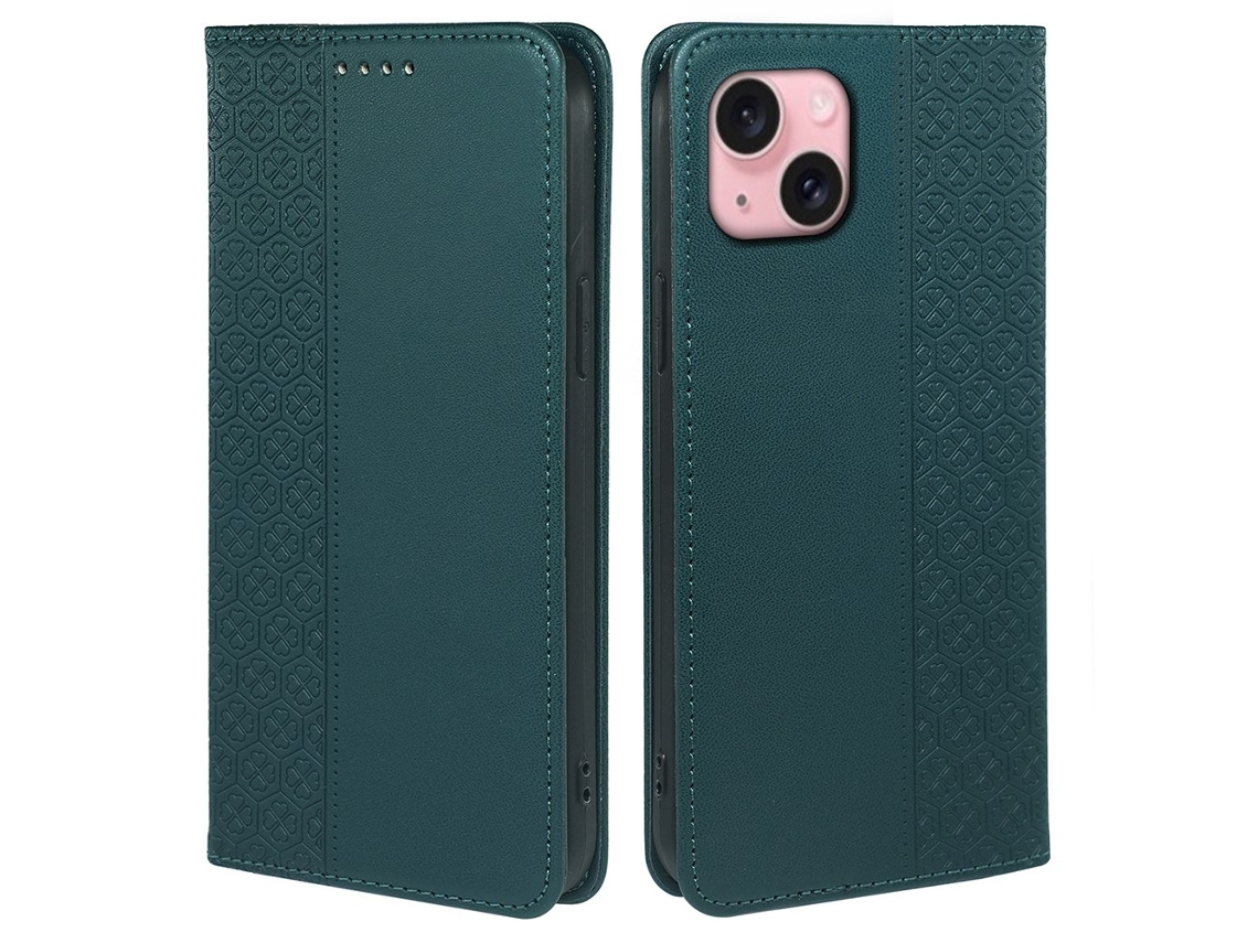 Capa Para Iphone 15 Pele Sintética Verde