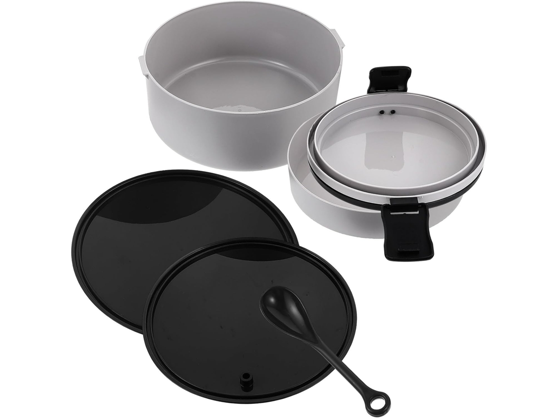 Marmita Plástica Bento Com Design De Dupla Camada E Compartimentos Separados, Tampa Hermética E Portátil Para Refeições