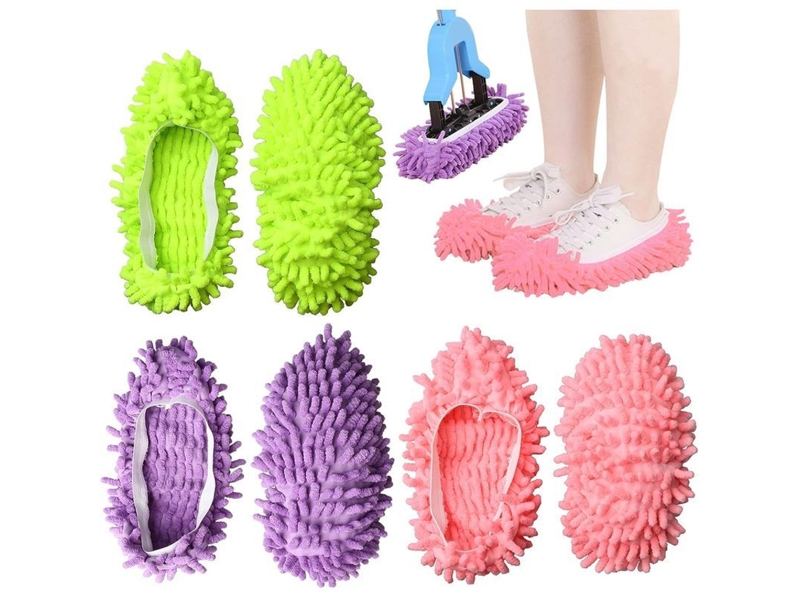 6pcs Sapatos De Limpeza De Microfibra, Chinelos Mopa Antiderrapantes Para Pisos, Multifuncionais