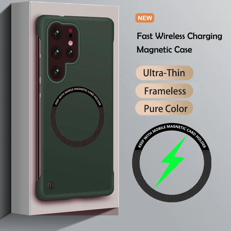 Capa Magnética Sem Moldura (verde Escuro, Galaxy S24), Design Ultrafino Em Cor Sólida, Compatível Com Magsafe.