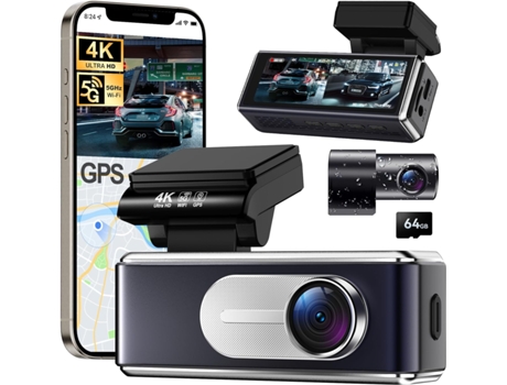 Dvr Para Carro 4k Duplo C12 Wi Fi 5g E Gps Integrado, Tela Ips 3.2, Modo Parque 24h Inclui Cartão 64gb, Visão Noturna Uhd Zruxe
