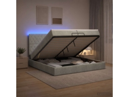 Vidaxl Cama Ottoman Com Colchão E Led Cinzento-claro 200 X 200 Cm