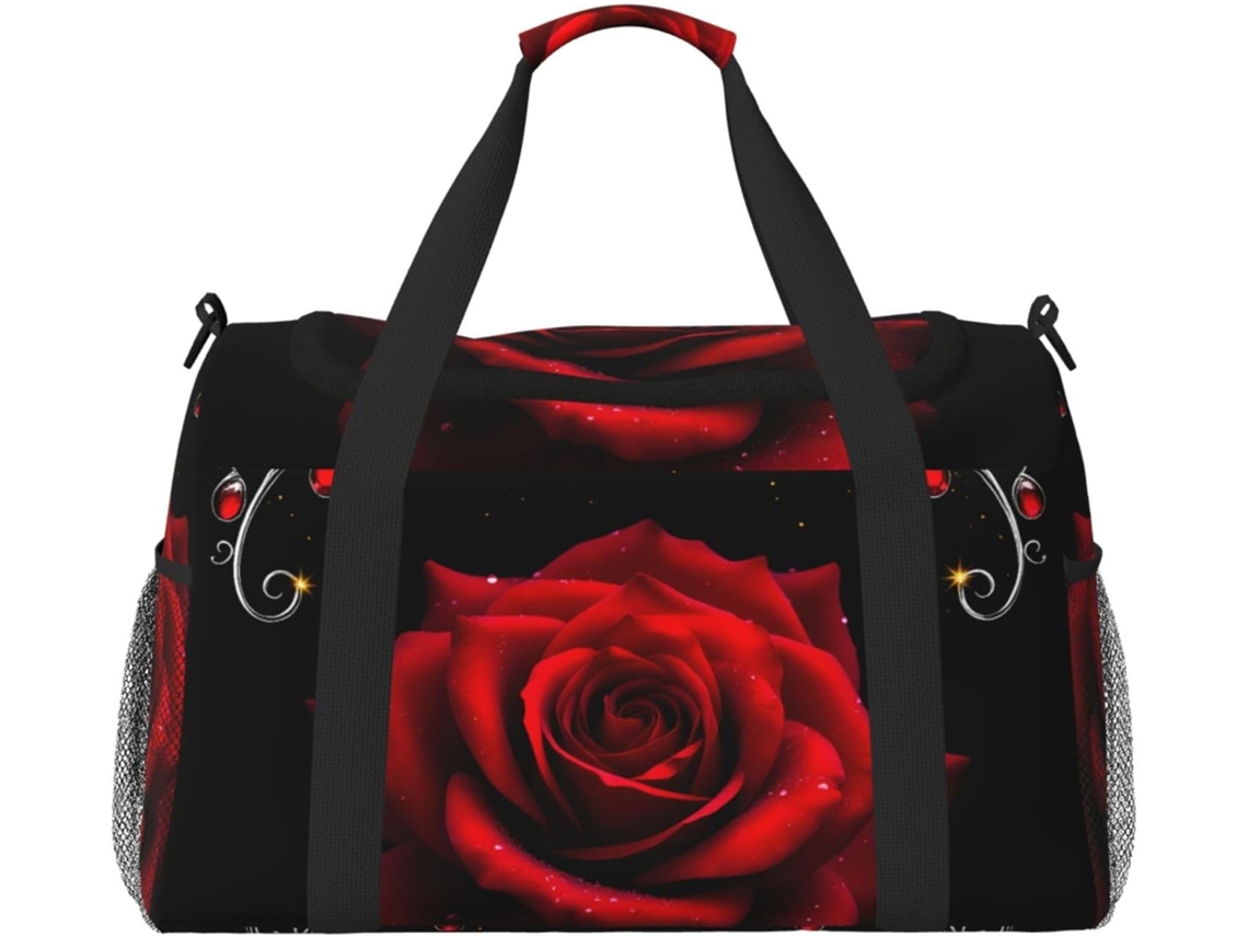 Mala de Viagem Compacta e Elegante com Detalhes em Vermelho Zíper Dobrável Ergonômico Viagens Academia