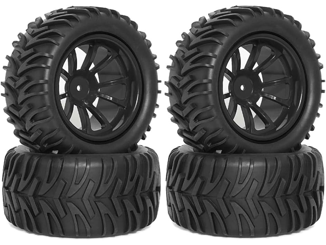 Pneus e Rodas SFUSHOS para Caminhão Rc Escala 1/10 Preto