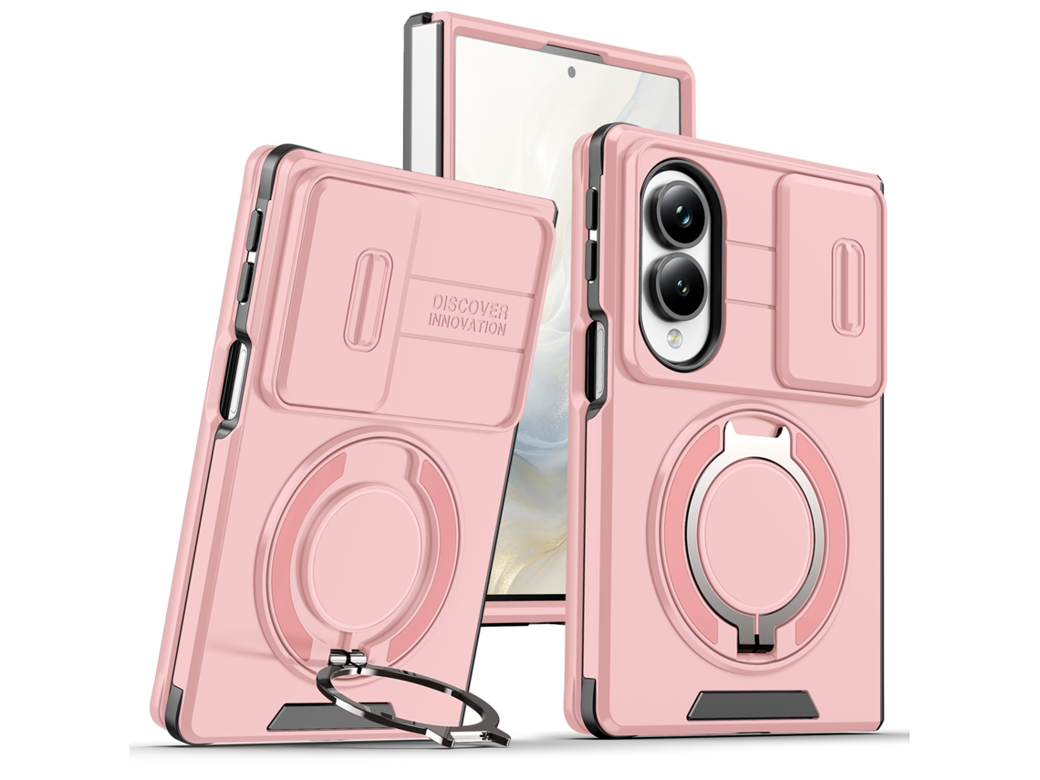 Capa Para Samsung Galaxy Z Fold8, Resistente A Quedas Com Suporte Magnético Giratório De 360° Digitallab (rosa)