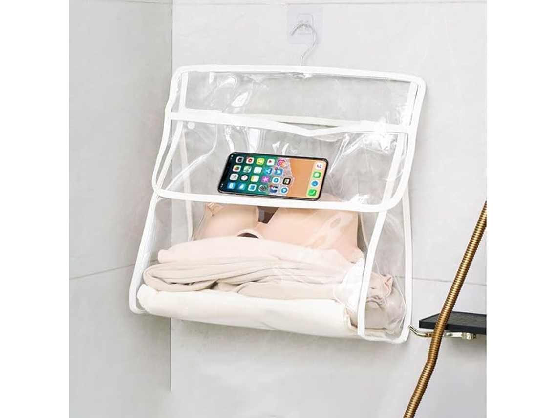 Nécessaire Transparente Branco P/ Viagem E Organizador Chuveiro
