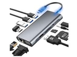 Base De Conexão Usb-c 11 Em 1 Com Adaptador Usb-c A Hdmi*