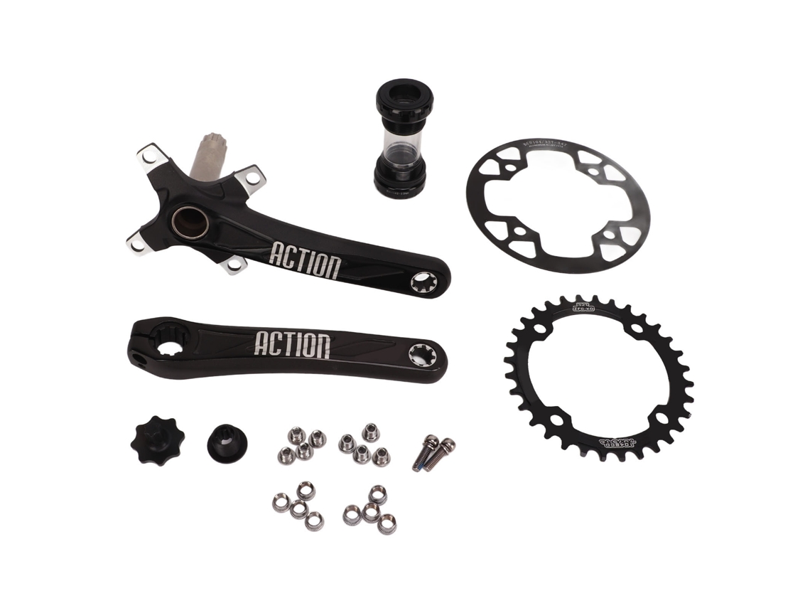Conjunto de Pedivela de Bicicleta com Câmbio Inferior 32t Dentes Narrow Wide para MTB e Estrada 170mm 104 Bcd | S/MARCA