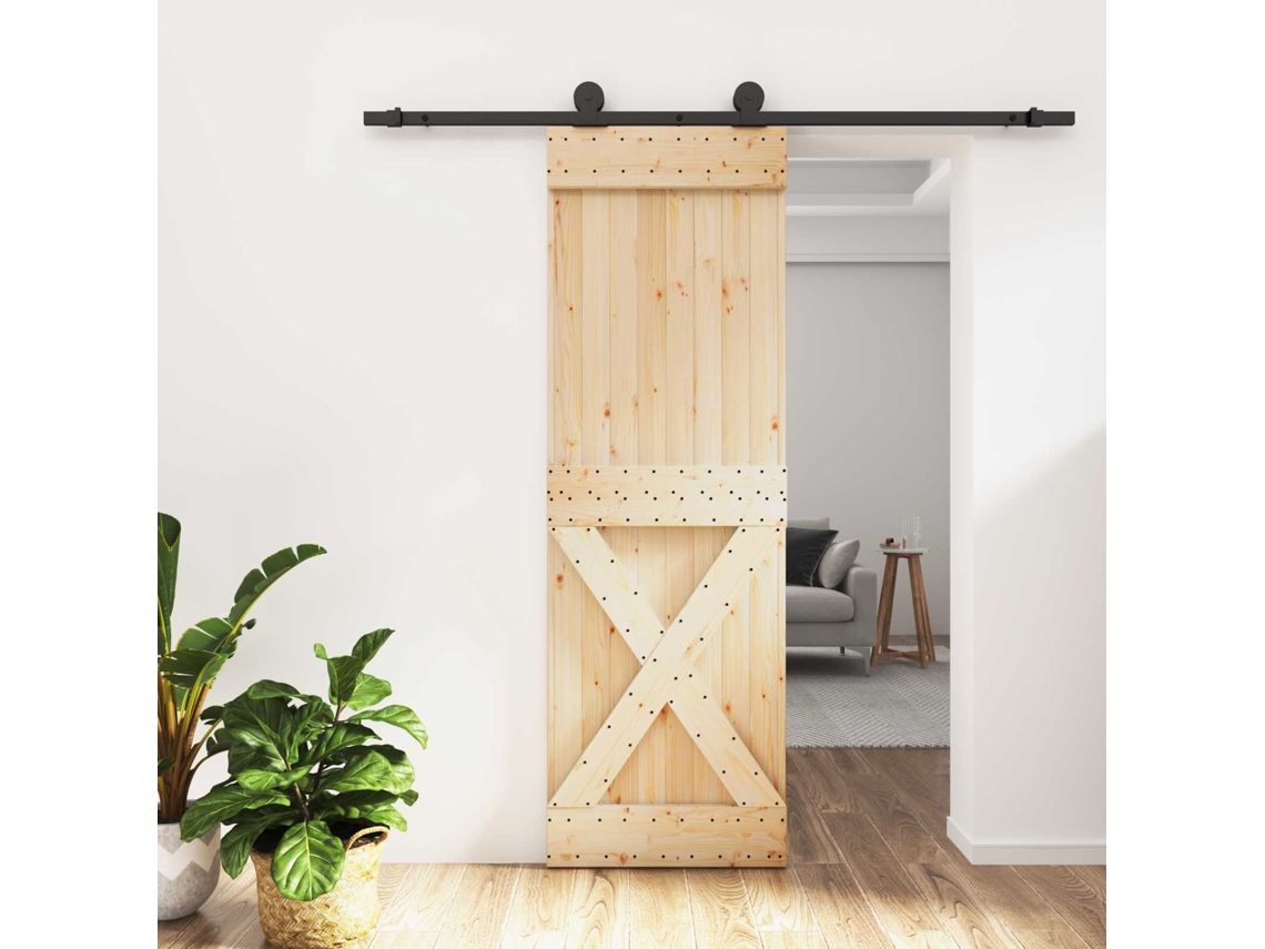 Vidaxl Porta Deslizante Natural E Preto 70 X 210 Cm