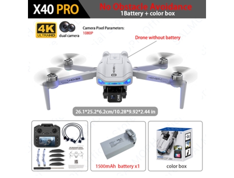 Drone Gps Profissional X40 Pro Com Câmera Hd, Controle Com Tela, Gimbal 3 Eixos, Desvio De Obstáculos, Brushless. Aeuzwr