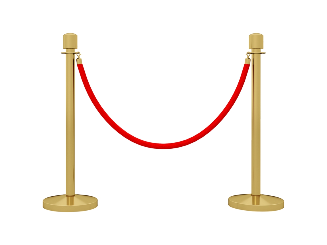 Postes Separadores em Aço Inoxidável com Corda de Veludo Vermelho 1,5 m e base preenchível dourada LAMAISON