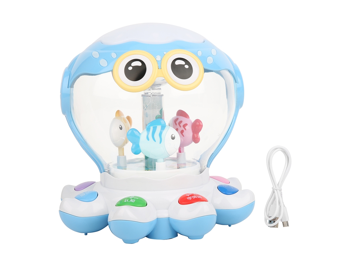 Mali brinquedo Musical Elétrico Educacional com Luz 3d para Aprendizagem Infantil Recarregável Azul