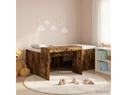 Vidaxl Cama Alta Para Crianças Com Mesa Carvalho Fumado