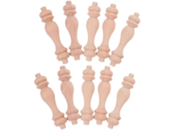 Conjunto De 10 Balaústres De Madeira Com Elegantes Cabeças Esculpidas, Estilo Coluna Romana