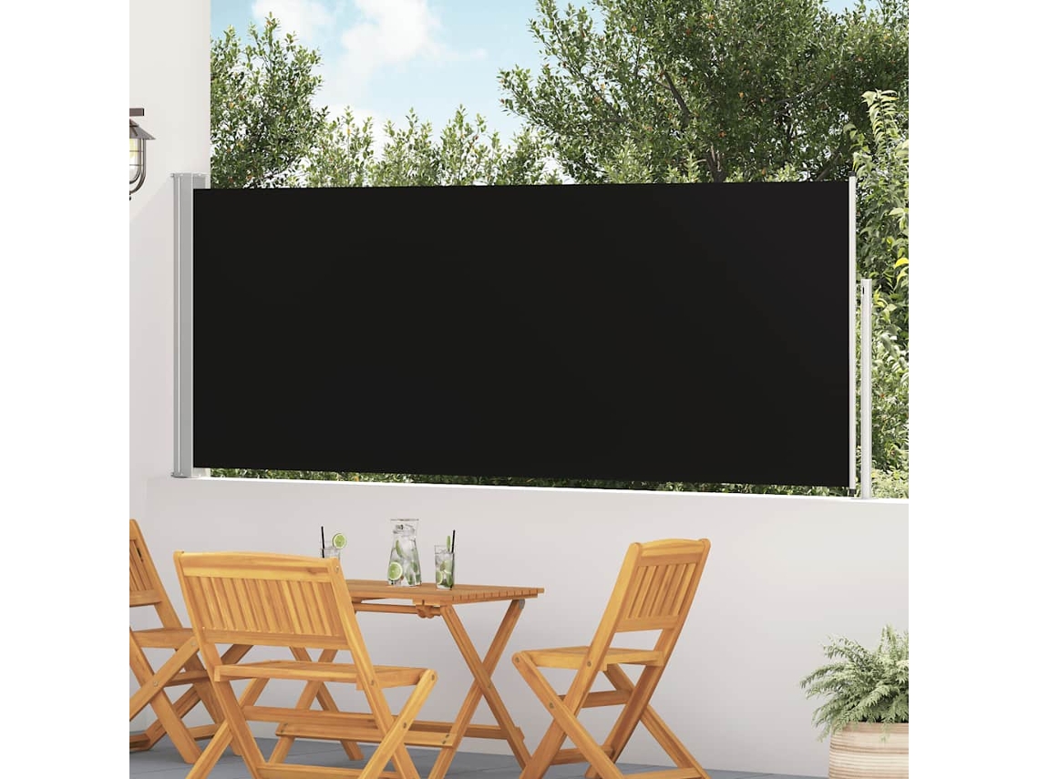 Vidaxl Toldo Lateral Retrátil Para Pátio 120x500 Cm Preto