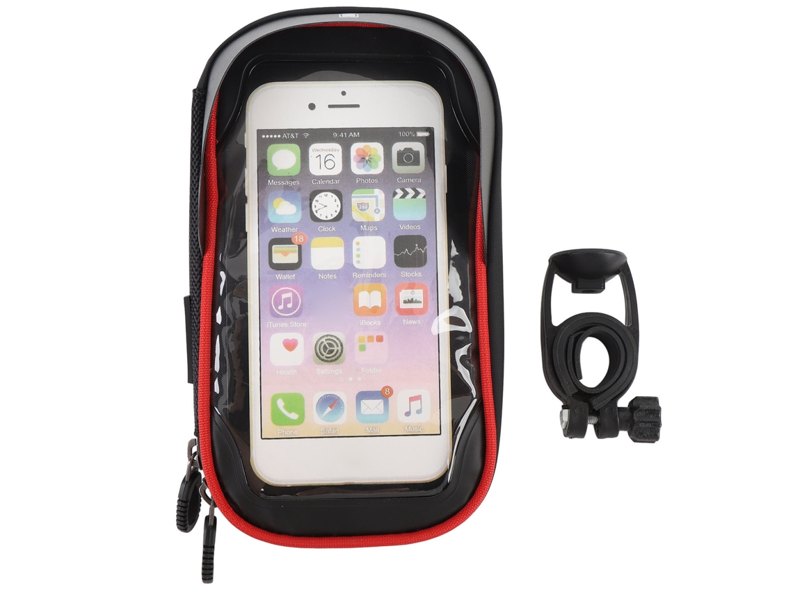 Bolsa Dianteira Celular Bicicleta Impermeável Rotação 360° Tela Tátil Vermelha S/MARCA