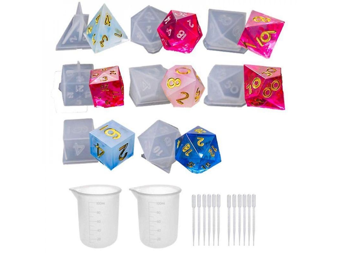 Molde De Silicona Para Dados Epoxi Cristal Diy Com Cantos Arredondados Alto Espelho Para Jogos Digitais Blanco