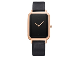 Relógio de negócios Tomi Fashion, analógico, com pulseira de PU e movimento de quartzo, para homens (preto e dourado).