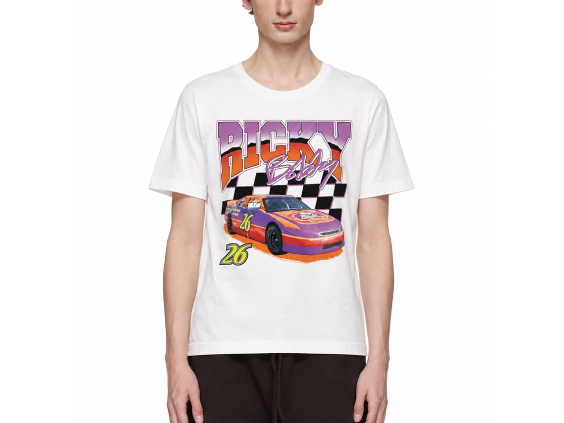 Rockinstone Talladega Nights Movie Ricky Racer White Adult T-shirt Size:l