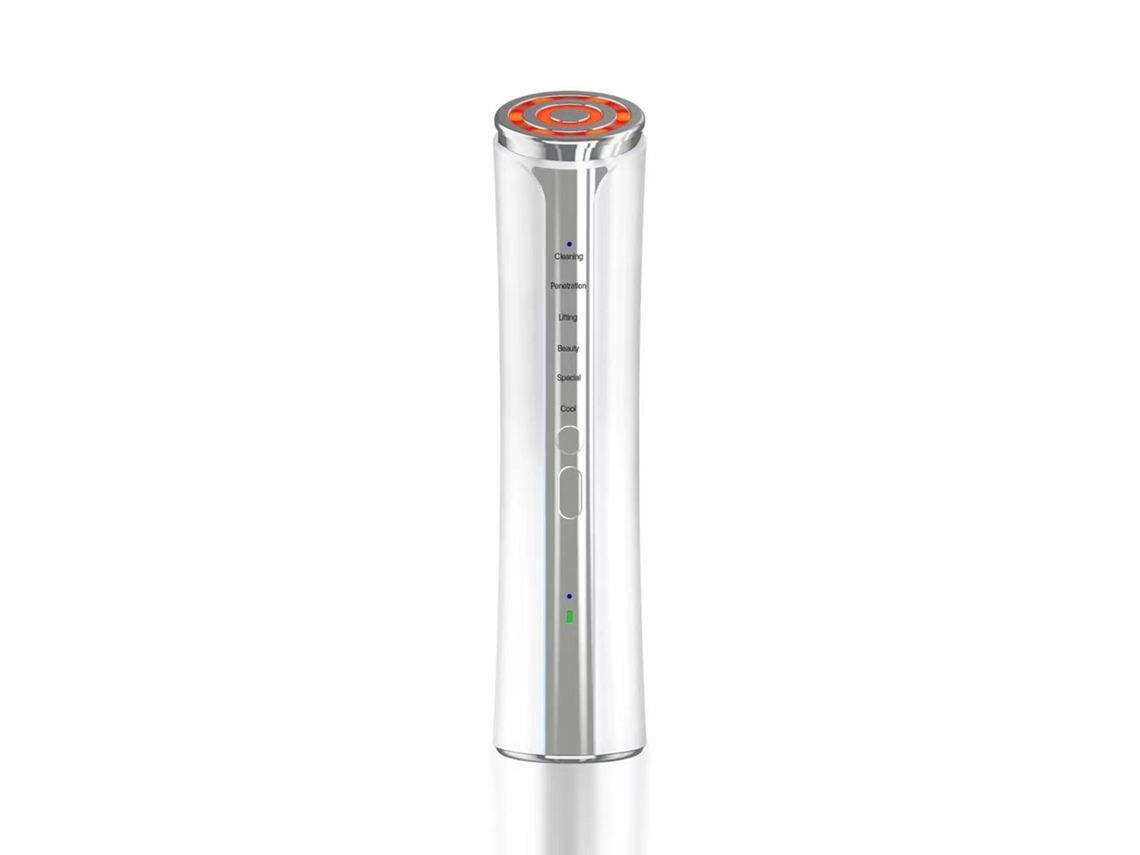 Massageador Facial De Microcorrente 6 Em 1 Para Cuidados Com A Pele, Terapia De Luz, Firmeza E Lifting Da Pele (branco)