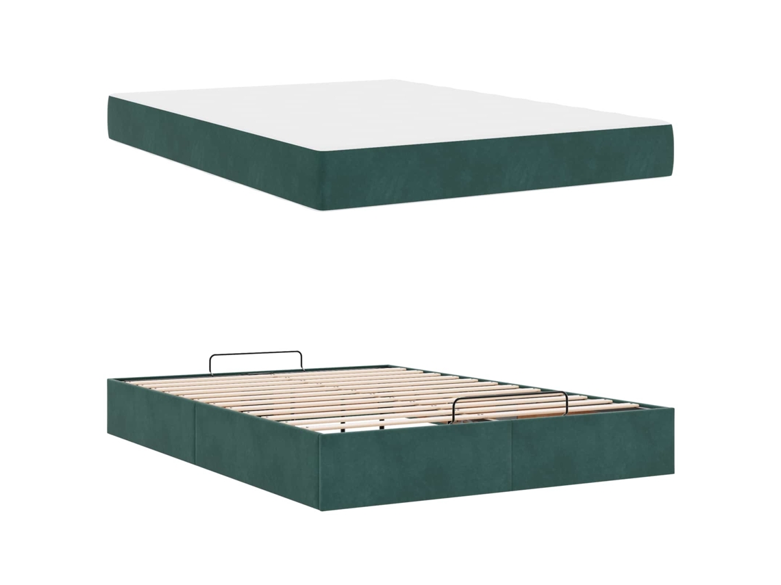 Conjunto de Estruturas de Cama com Colchão 2 Pcs Verde Veludo MAISON EXCLUSIVE