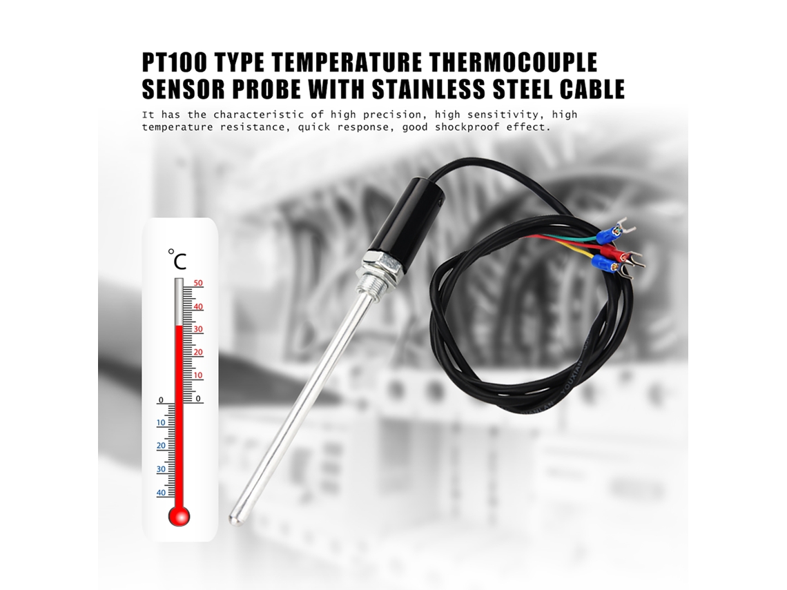 Sensor Termopar Tipo Pt100 Com Cabo De Aço Inoxidável (150mm)