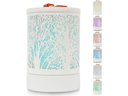 Lâmpada Aquecedora De Cera Aromática Com Led De 7 Cores Mudar Padrão De Árvore Metal Branco