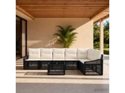 Vidaxl Conjunto De Sofá De Jardim 8 Unid. Preto Vime Pe