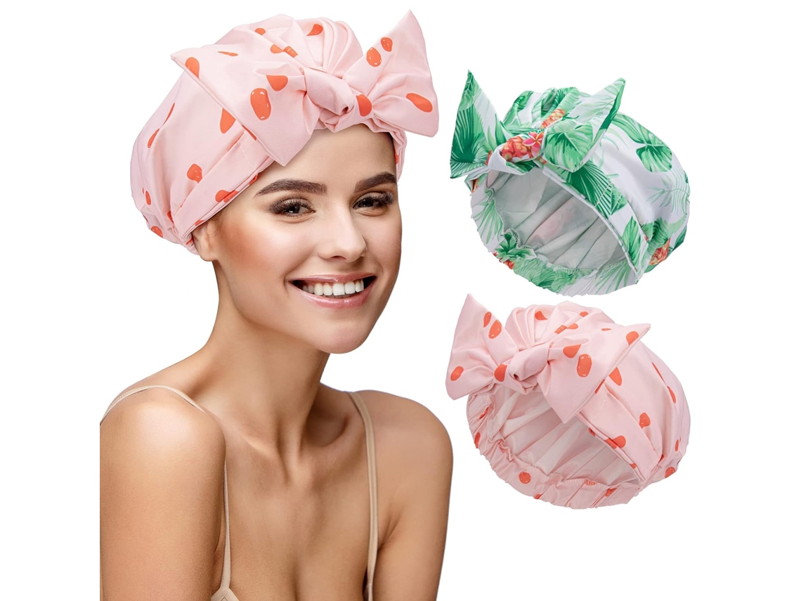 Touca De Banho - 2 Toucas De Banho Impermeáveis ​​de Luxo Para Mulheres, Reutilizáveis, Para Natação, Com Elástico, Fáceis De Usar, Adequadas Para Cab