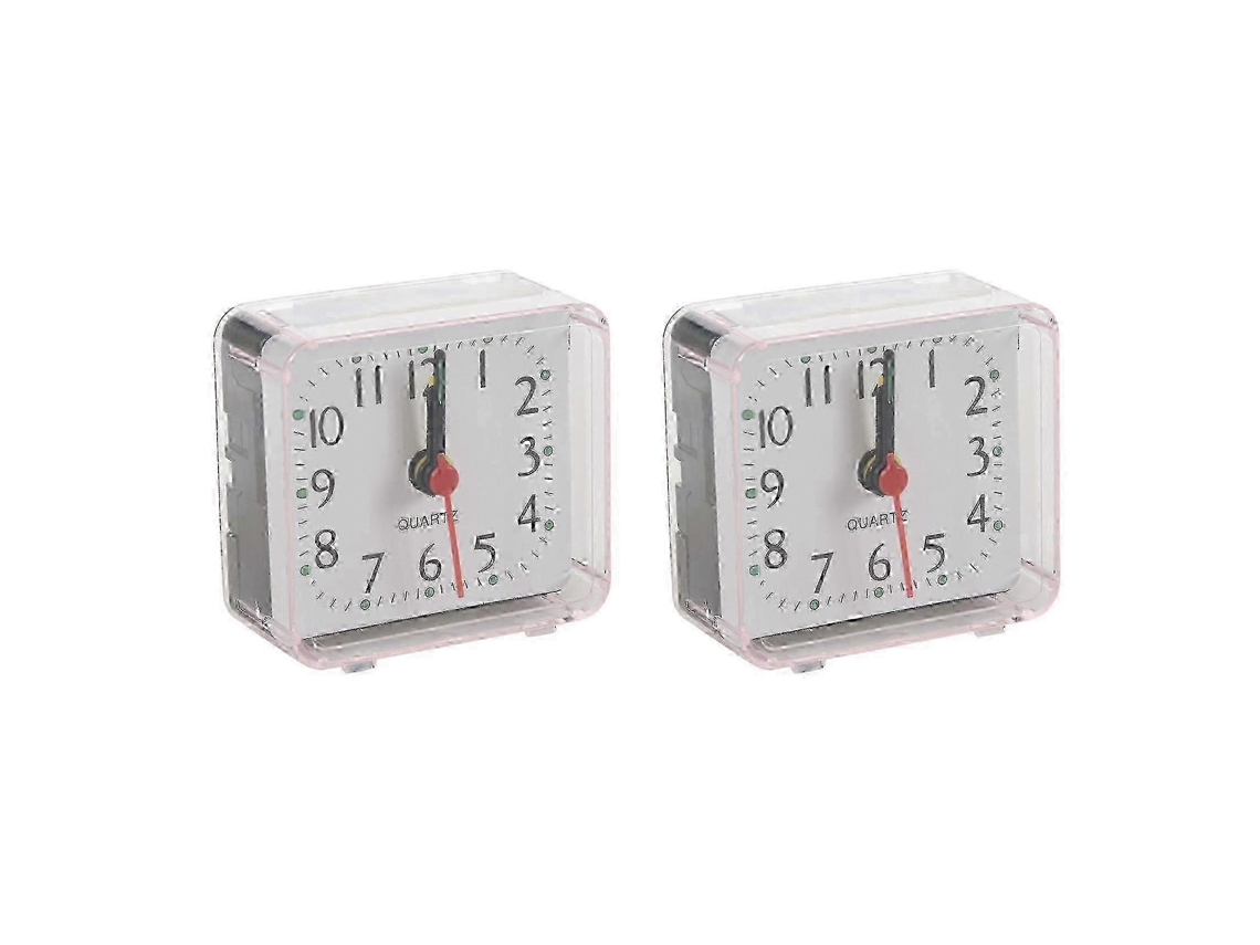 2pcs Portable Cute Mini Cartoon Multi-function Table Clockswhite