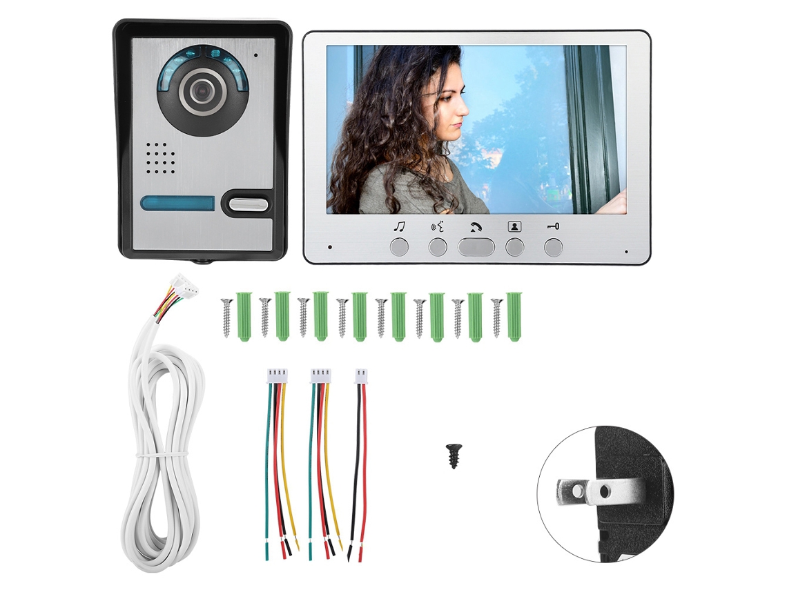 Campainha Intercomunicador De Vídeo Com Fio De 7 Polegadas (controle Sensível Ao Toque, Captura De Foto Em Hd)