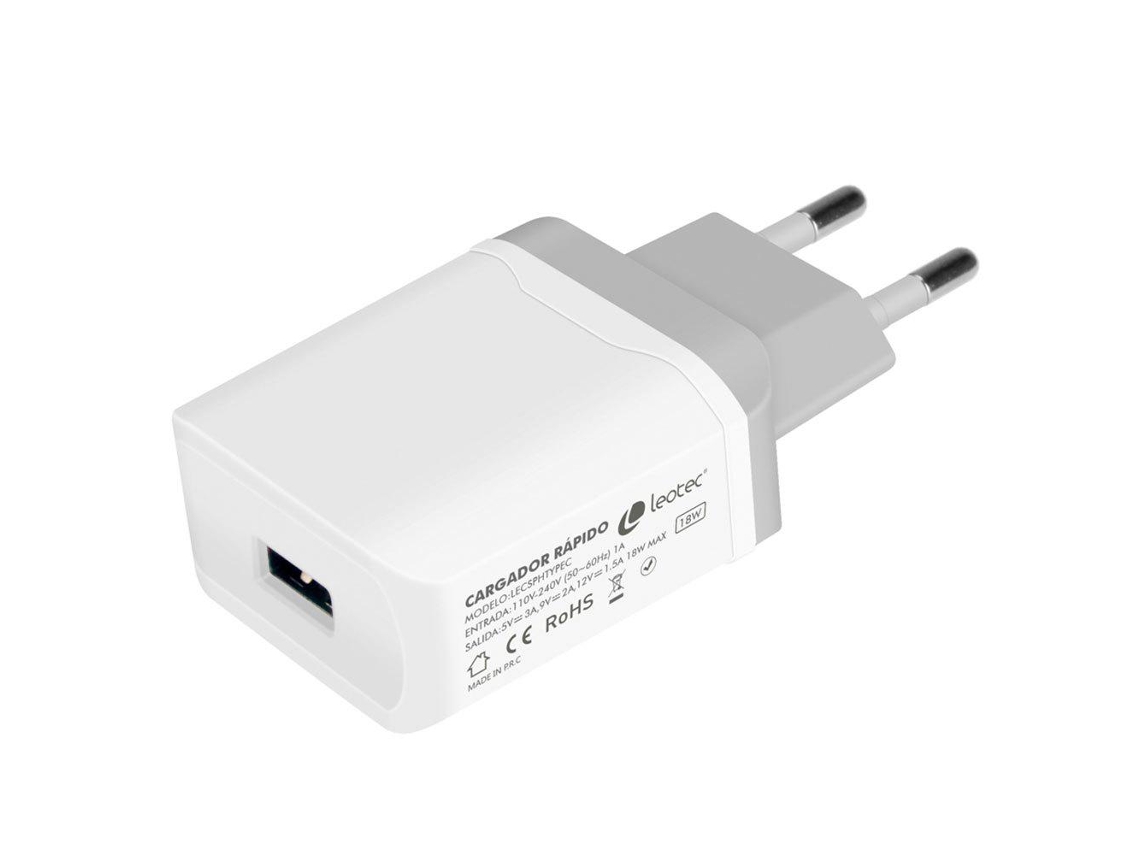 Leotec Cargador Usb Carga Rapida Compatible Type C 18W 3A