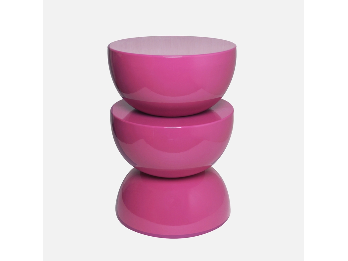 Mesa Lateral O Mesa De Canto Metal Efeito Brilhante, Rosa Sweeek