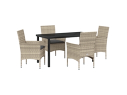 Conjunto 5 De Jantar Para Jardim Com Almofadas Vidaxl Cinza Claro De Polirattan