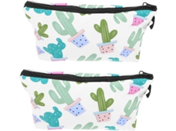 Nécessaire Portátil De 2 Peças Com Estampa De Cactos, Organizador Para Cosméticos E Artigos De Higiene Pessoal.