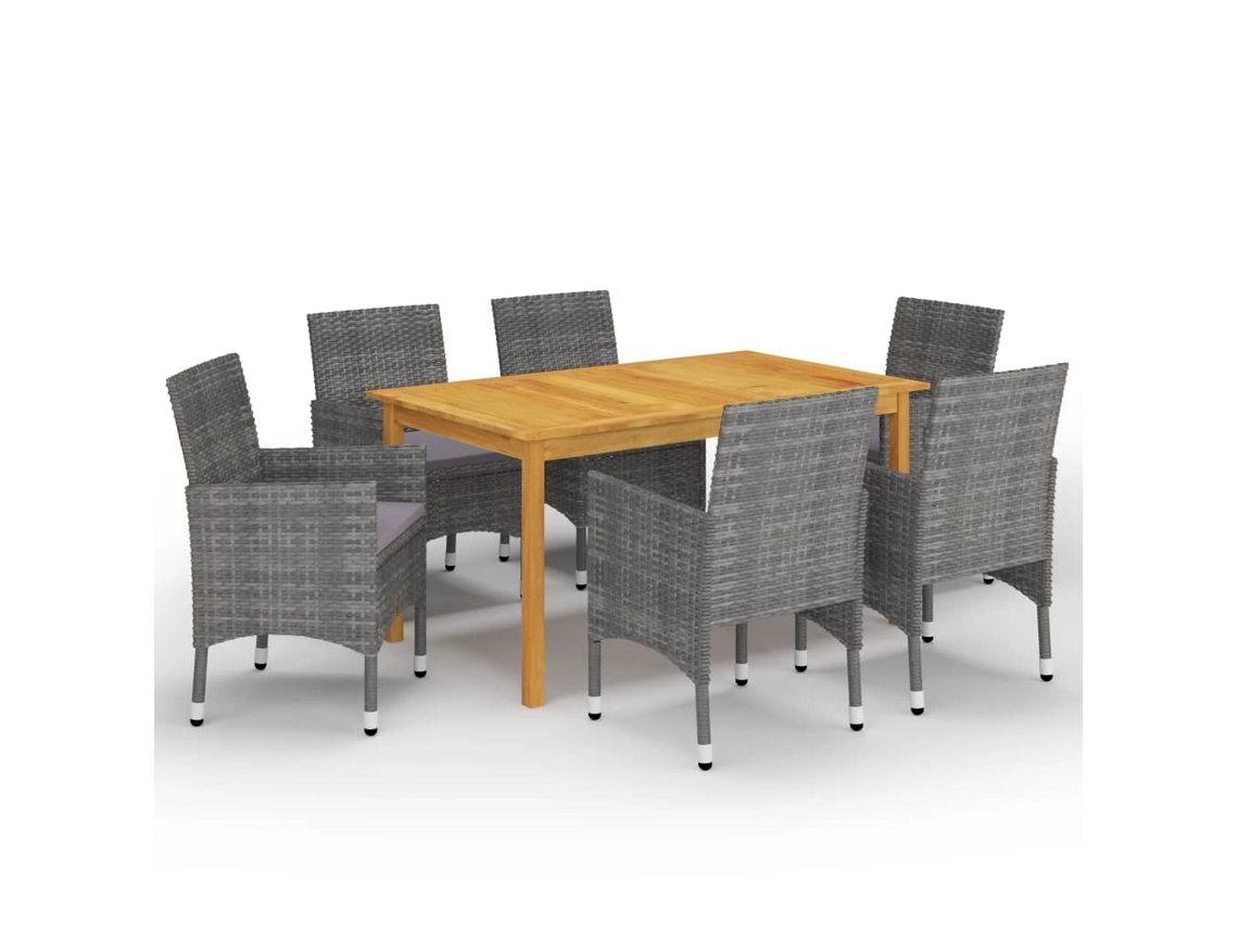 Conjunto De 7 Peças De Jantar Para Jardim Cinzento Dkd Home Decor